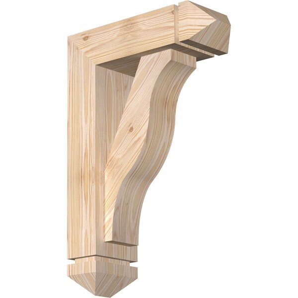 Ekena Millwork Funston Arts and Crafts Smooth Bracket w/ Offset Brace, Douglas Fir, 5 1/2"W x 16"D x 24"H BKT0604X16X24FST03SDF - main
